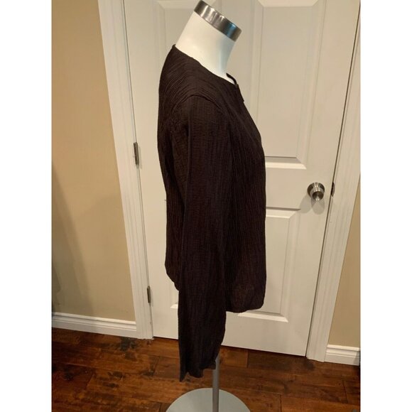 Eileen Fisher Brown Crinkle Zip Up Jacket, Size M - Picture 4 of 7